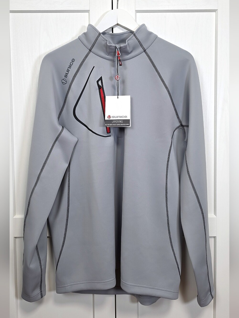 NWT Sunice Allendale Men's L Light Grey 1/4 Zip Golf Pullover Stretch Thermal